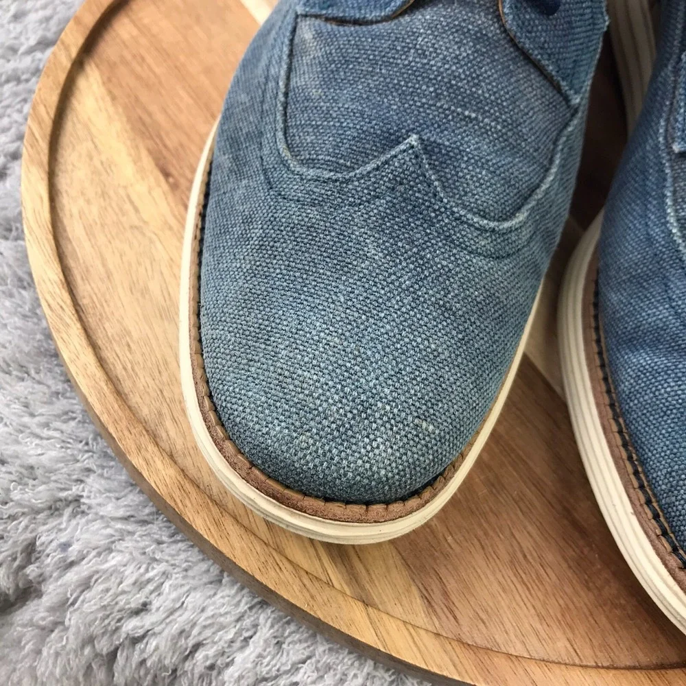 Cole‎ Haan LUNARGRAND Long Wingtip Oxford Mens 10.5M Blue Canvas Shoes